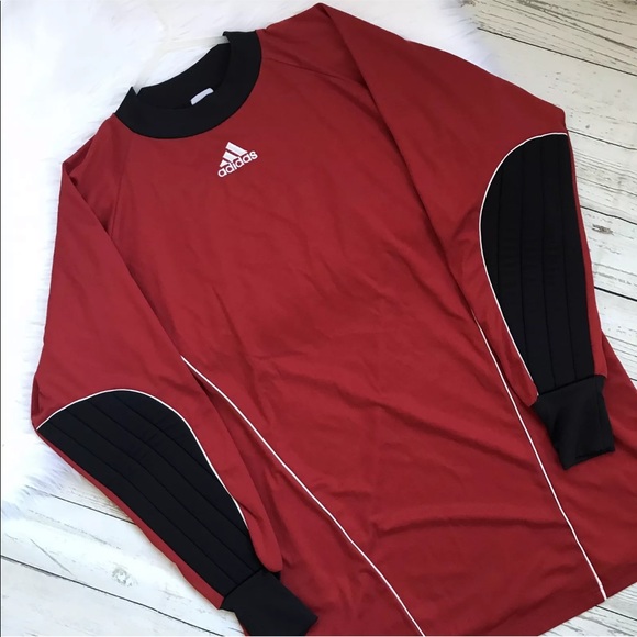 Vintage Adidas Goalie Jersey Red Blk Padded Elbow Vintage Adidas Goalie Jersey Red Blk Padded Elbow